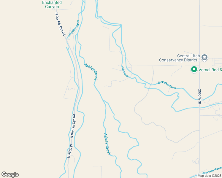map of restaurants, bars, coffee shops, grocery stores, and more near 3185 West 3500 North in Vernal