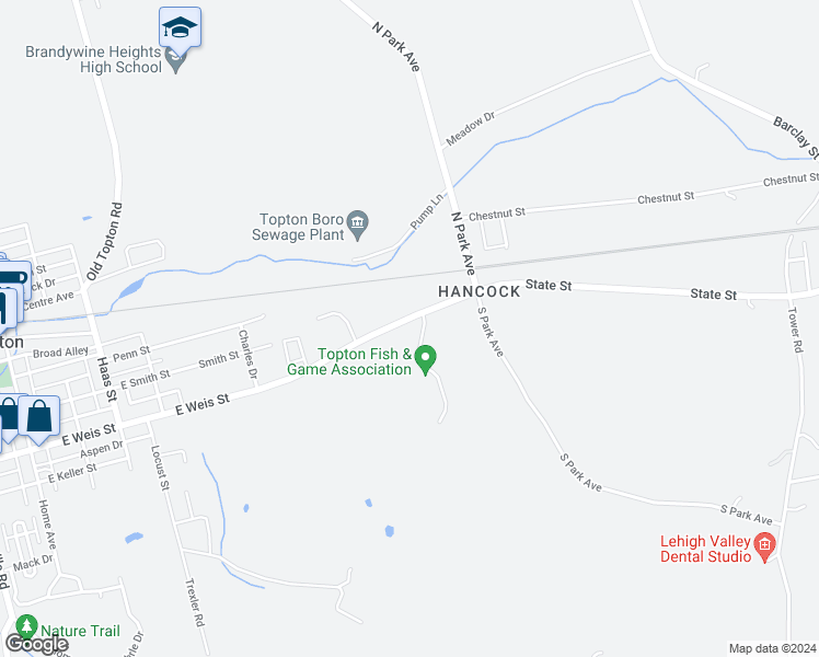 map of restaurants, bars, coffee shops, grocery stores, and more near 620 State Street in Mertztown