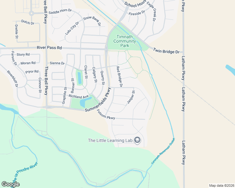 map of restaurants, bars, coffee shops, grocery stores, and more near 6737 Rock River Road in Timnath