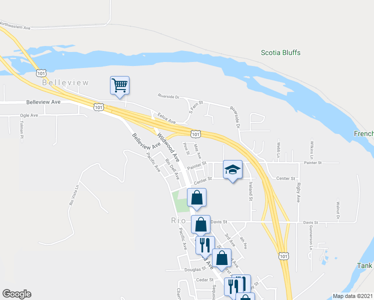 map of restaurants, bars, coffee shops, grocery stores, and more near 24 North Court in Scotia