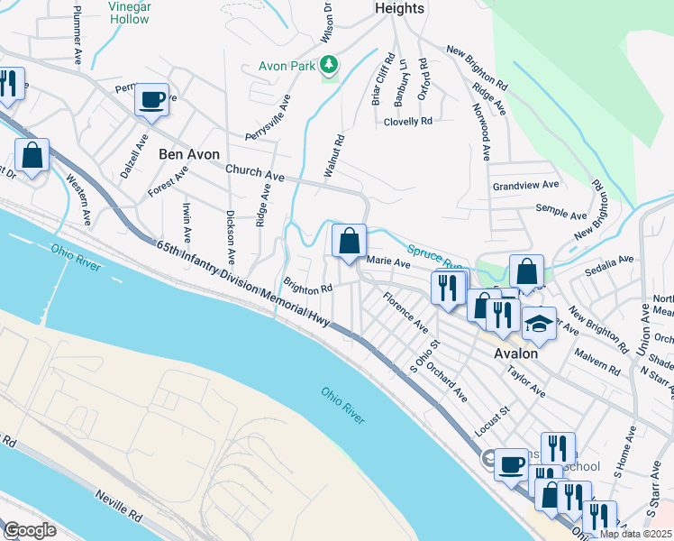 map of restaurants, bars, coffee shops, grocery stores, and more near 242 Berringer Place in Pittsburgh