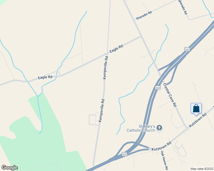 map of restaurants, bars, coffee shops, grocery stores, and more near 173 Kempsville Road in Kutztown