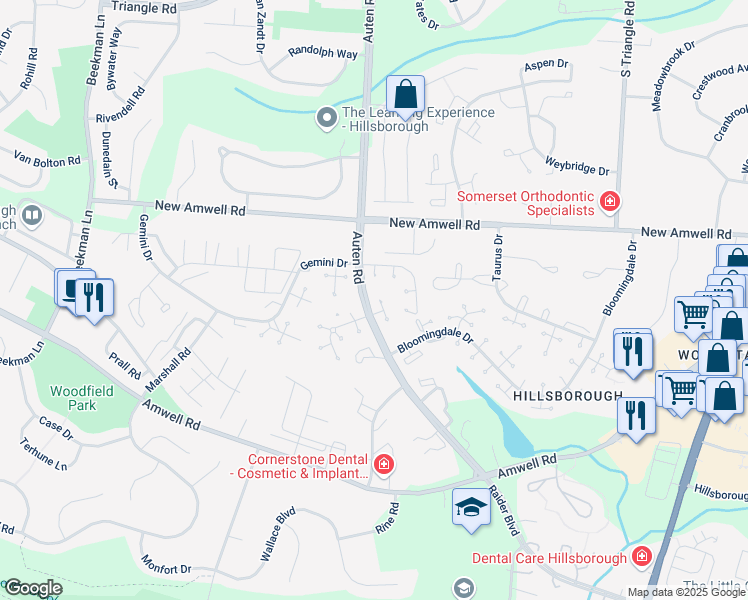 map of restaurants, bars, coffee shops, grocery stores, and more near 490 Auten Road in Somerset County