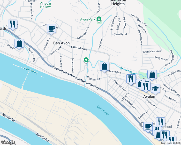 map of restaurants, bars, coffee shops, grocery stores, and more near 6708 Shaffer Place in Pittsburgh