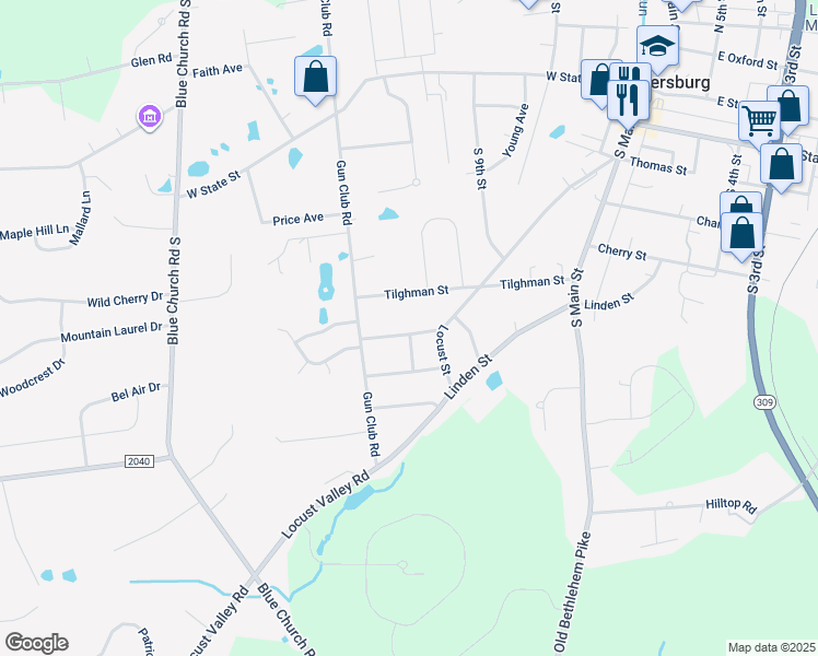 map of restaurants, bars, coffee shops, grocery stores, and more near 933 Dogwood Lane in Coopersburg