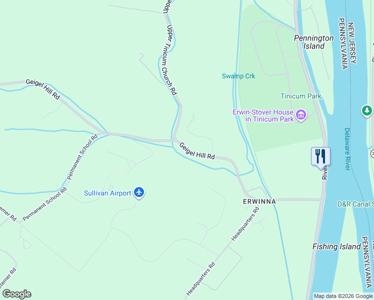 map of restaurants, bars, coffee shops, grocery stores, and more near 119 Geigel Hill Road in Bucks County