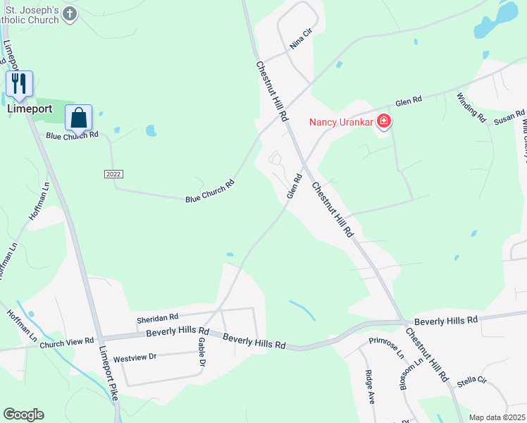 map of restaurants, bars, coffee shops, grocery stores, and more near 6349 Glen Road in Coopersburg