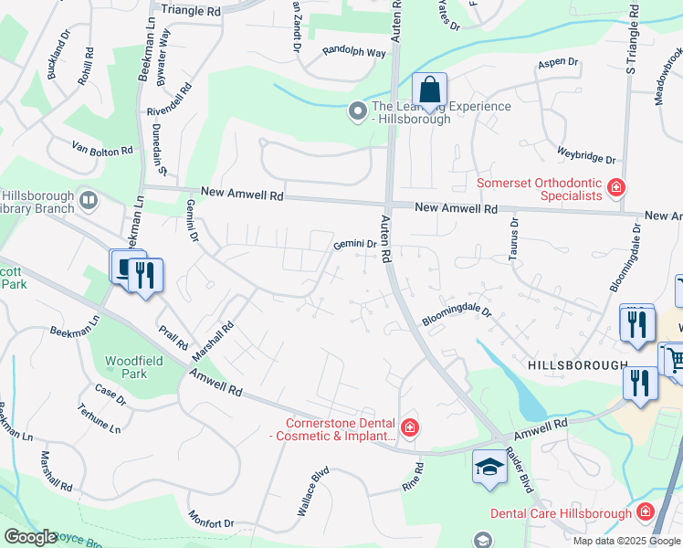 map of restaurants, bars, coffee shops, grocery stores, and more near 2d Prall Road in Somerset County