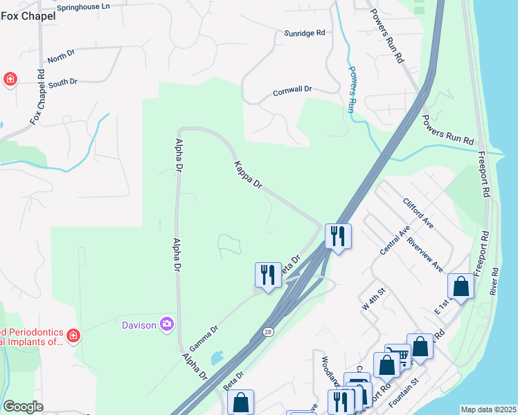 map of restaurants, bars, coffee shops, grocery stores, and more near 204 Sigma Drive in Pittsburgh