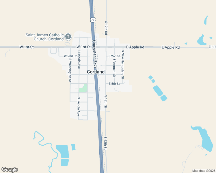 map of restaurants, bars, coffee shops, grocery stores, and more near 501 South Vermont Street in Cortland