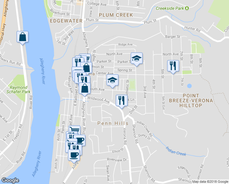 map of restaurants, bars, coffee shops, grocery stores, and more near 631 1st Street in Verona