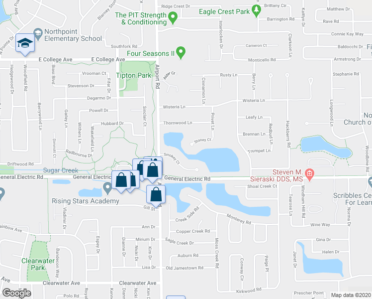 map of restaurants, bars, coffee shops, grocery stores, and more near 3 Stoney Court in Bloomington