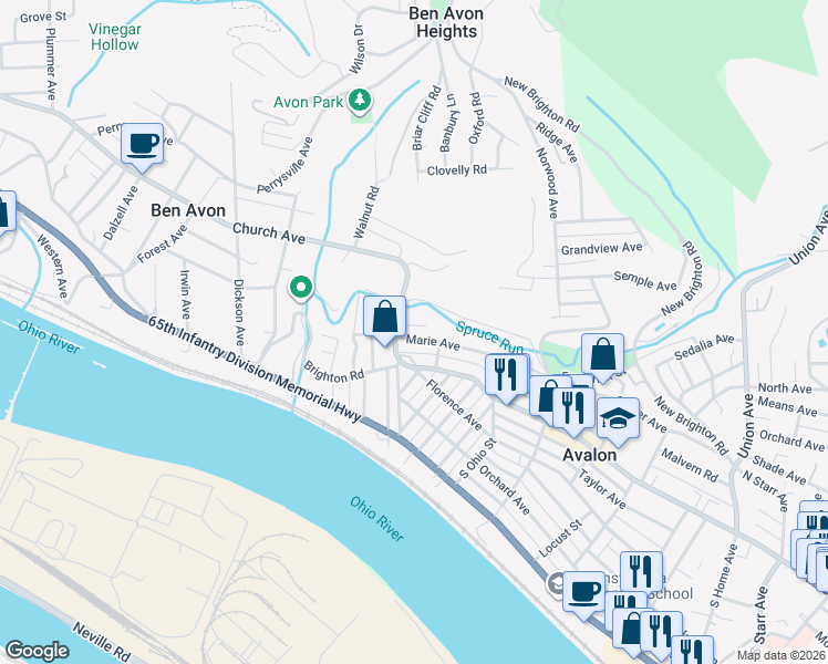 map of restaurants, bars, coffee shops, grocery stores, and more near 11 Marie Avenue in Avalon