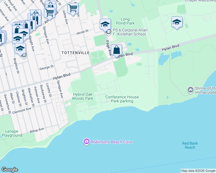 map of restaurants, bars, coffee shops, grocery stores, and more near 80 Belwood Loop in Staten Island
