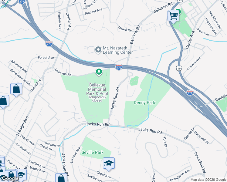 map of restaurants, bars, coffee shops, grocery stores, and more near 336 Jacks Run Road in Pittsburgh