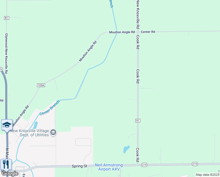 map of restaurants, bars, coffee shops, grocery stores, and more near in New Knoxville