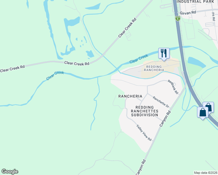 map of restaurants, bars, coffee shops, grocery stores, and more near 8820 Valley View Road in Redding