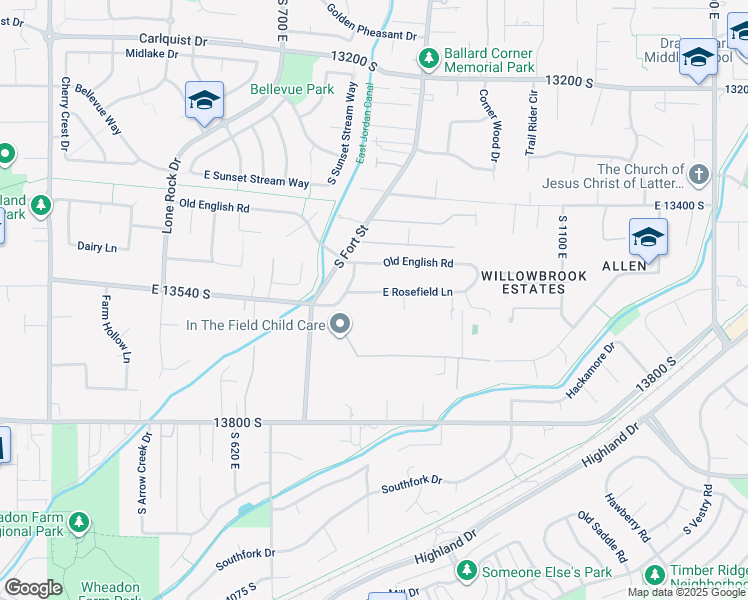 map of restaurants, bars, coffee shops, grocery stores, and more near 848 East Rosefield Lane in Draper