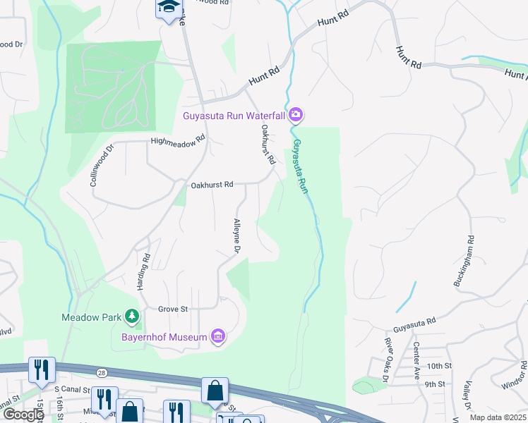 map of restaurants, bars, coffee shops, grocery stores, and more near 109 West Marshall Drive in Pittsburgh