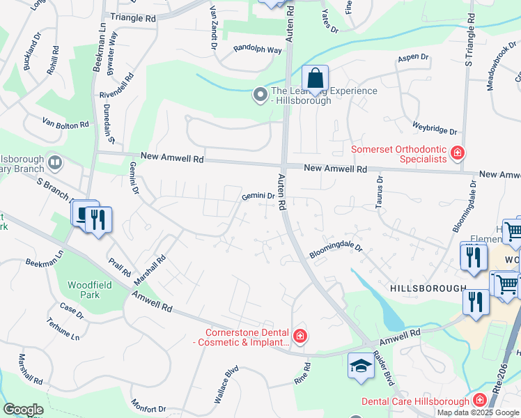 map of restaurants, bars, coffee shops, grocery stores, and more near 2d Prall Road in Somerset County