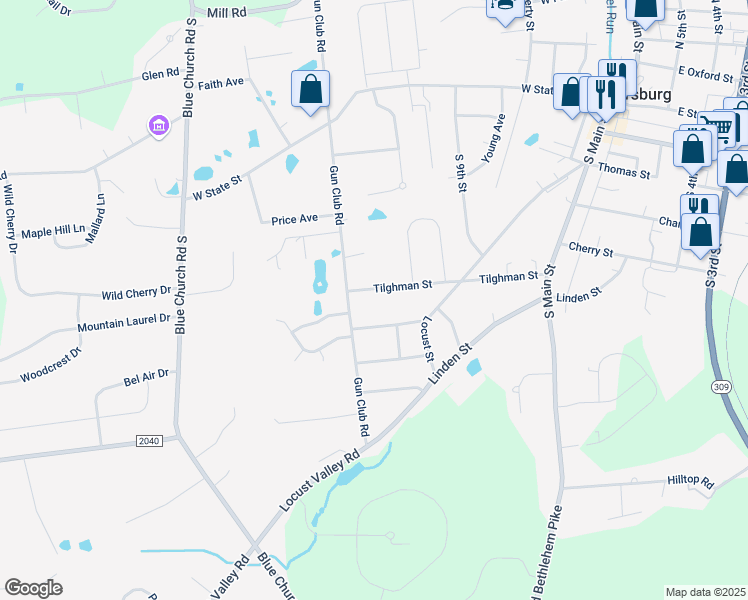map of restaurants, bars, coffee shops, grocery stores, and more near 933 Dogwood Lane in Coopersburg