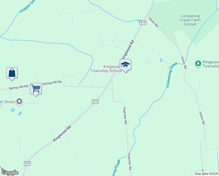 map of restaurants, bars, coffee shops, grocery stores, and more near 14 Thatcher Road in Frenchtown