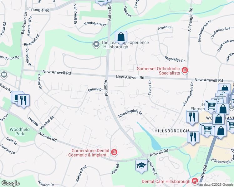 map of restaurants, bars, coffee shops, grocery stores, and more near 490 Auten Road in Somerset County