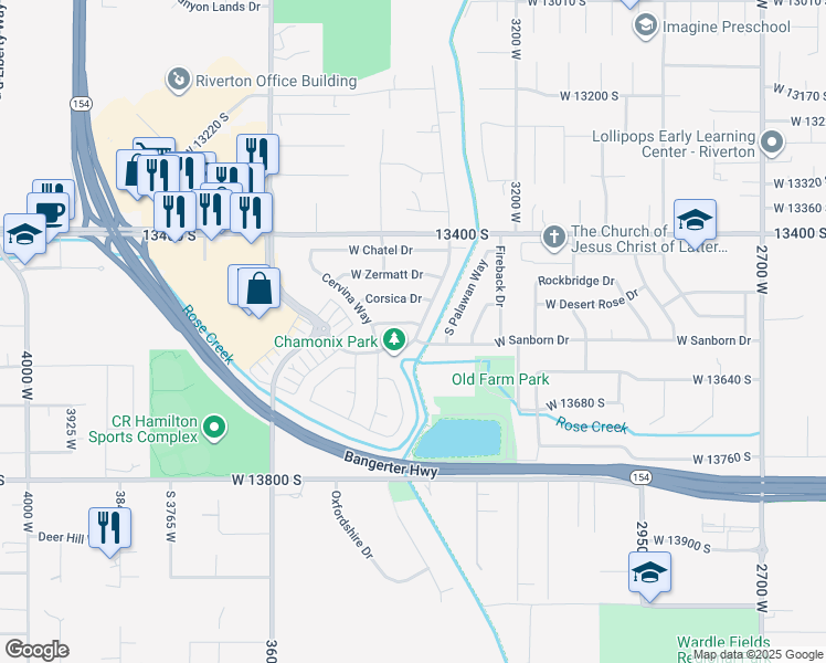 map of restaurants, bars, coffee shops, grocery stores, and more near 3376 West 13640 South in Riverton