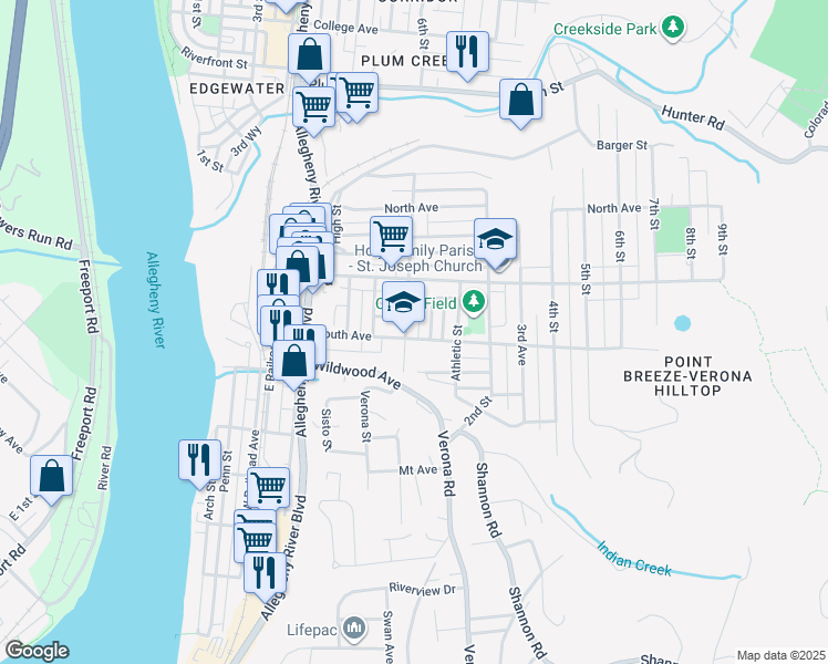 map of restaurants, bars, coffee shops, grocery stores, and more near 631 1st Street in Verona