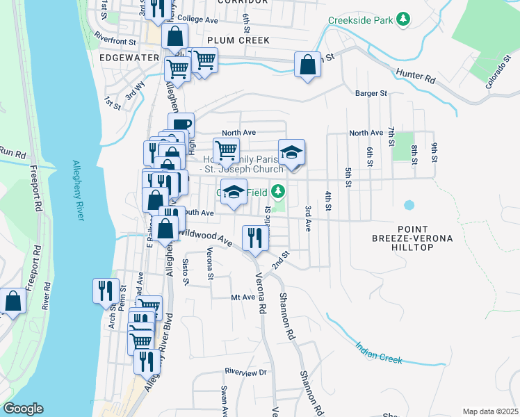 map of restaurants, bars, coffee shops, grocery stores, and more near 704 Athletic Street in Verona