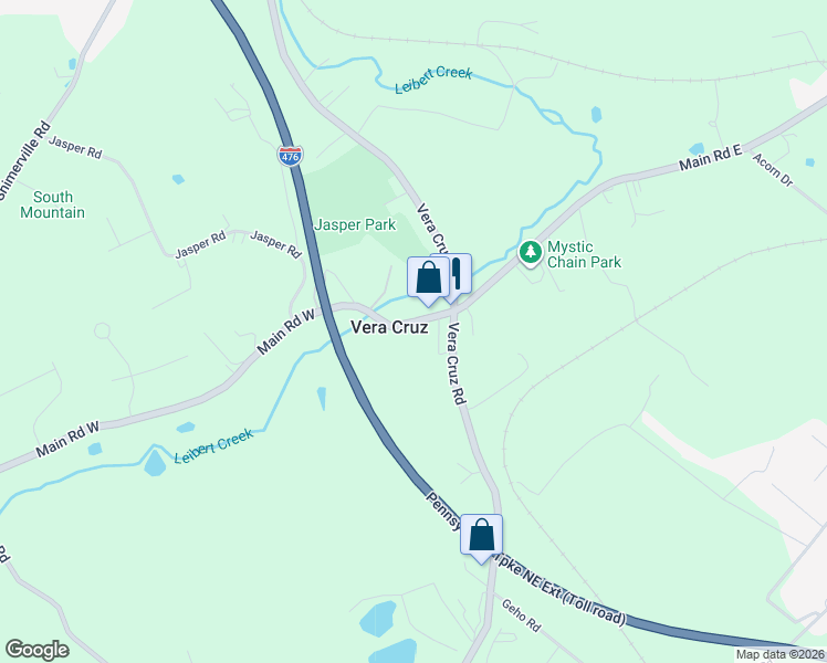 map of restaurants, bars, coffee shops, grocery stores, and more near 5356 Vera Cruz Road in Emmaus