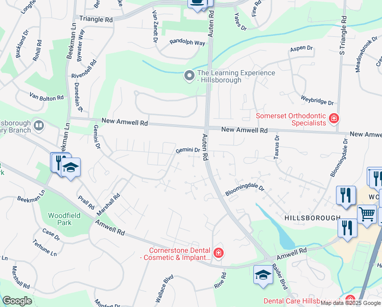 map of restaurants, bars, coffee shops, grocery stores, and more near 2d Prall Road in Somerset County