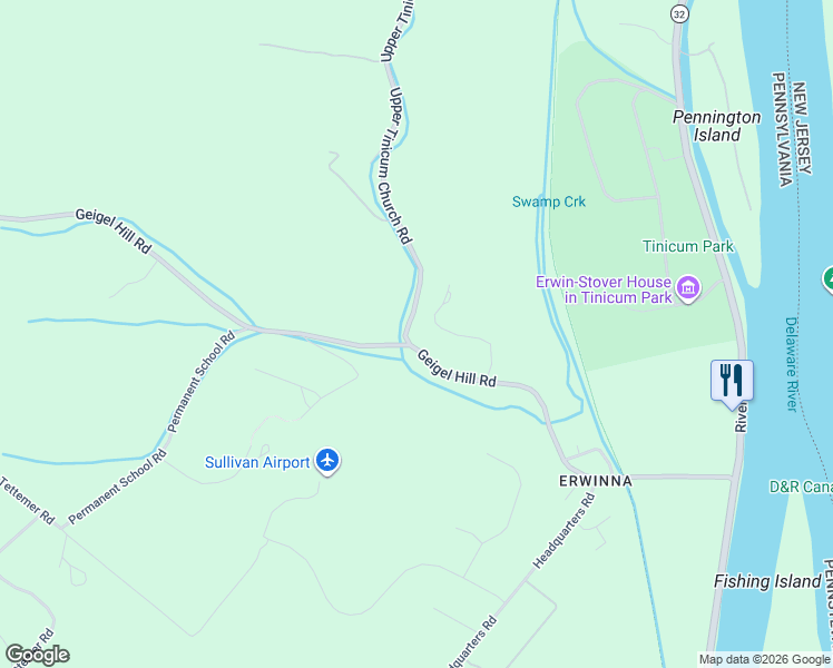 map of restaurants, bars, coffee shops, grocery stores, and more near 119 Geigel Hill Road in Bucks County