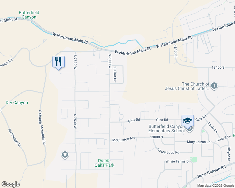map of restaurants, bars, coffee shops, grocery stores, and more near 7263 Hall Crossing Drive in Herriman