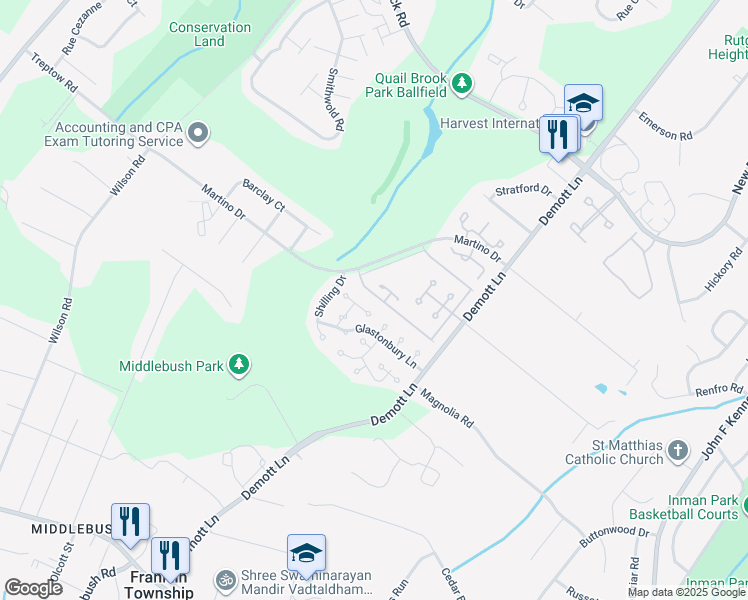 map of restaurants, bars, coffee shops, grocery stores, and more near 271 Hazlitt Way in Franklin Township