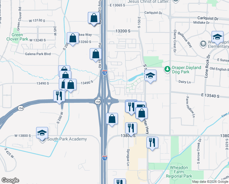 map of restaurants, bars, coffee shops, grocery stores, and more near 53 Bella Monte Drive in Draper