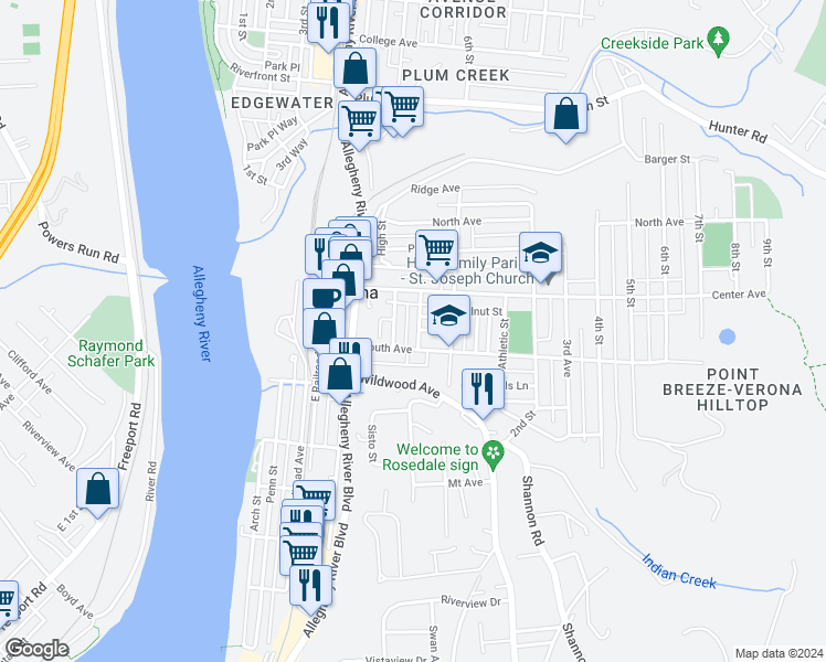 map of restaurants, bars, coffee shops, grocery stores, and more near 744 Herron Avenue in Verona