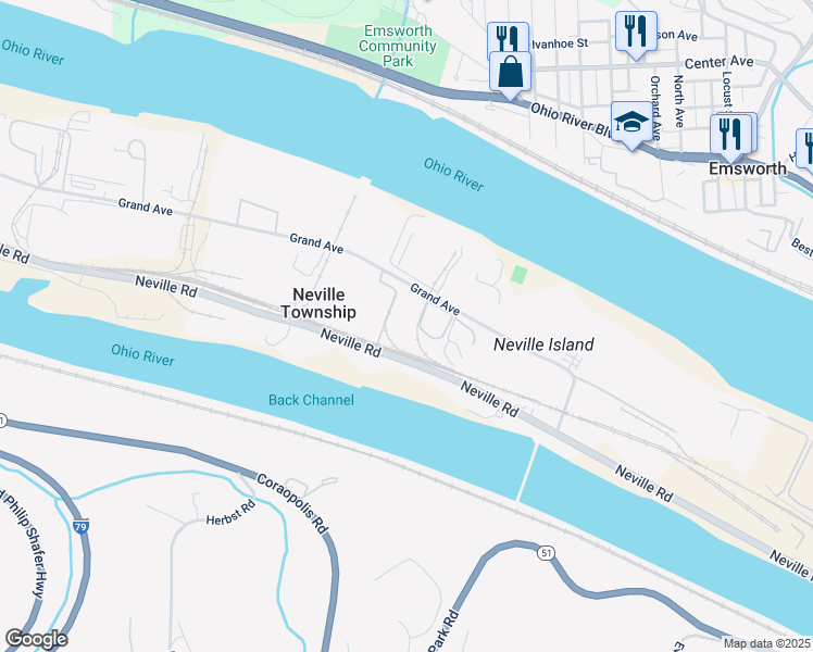 map of restaurants, bars, coffee shops, grocery stores, and more near in Pittsburgh