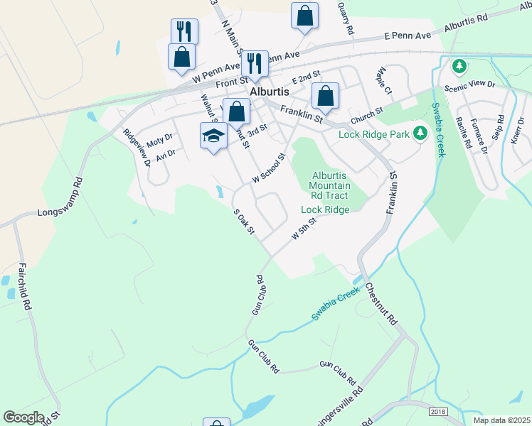 map of restaurants, bars, coffee shops, grocery stores, and more near 462 Chestnut Circle West in Alburtis