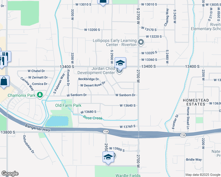 map of restaurants, bars, coffee shops, grocery stores, and more near 13536 South Wesleyan Way in Riverton