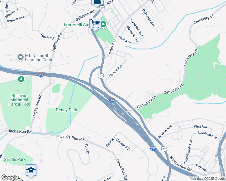 map of restaurants, bars, coffee shops, grocery stores, and more near 1 Alamac Avenue in Pittsburgh