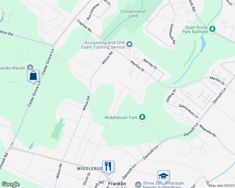 map of restaurants, bars, coffee shops, grocery stores, and more near 140 Charles Street in Franklin Township