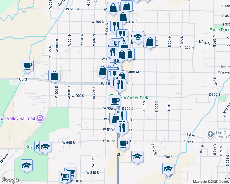 map of restaurants, bars, coffee shops, grocery stores, and more near in Heber City