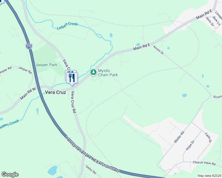 map of restaurants, bars, coffee shops, grocery stores, and more near 3702 Main Road East in Emmaus