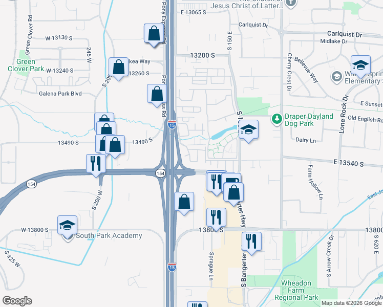 map of restaurants, bars, coffee shops, grocery stores, and more near 53 Bella Monte Drive in Draper