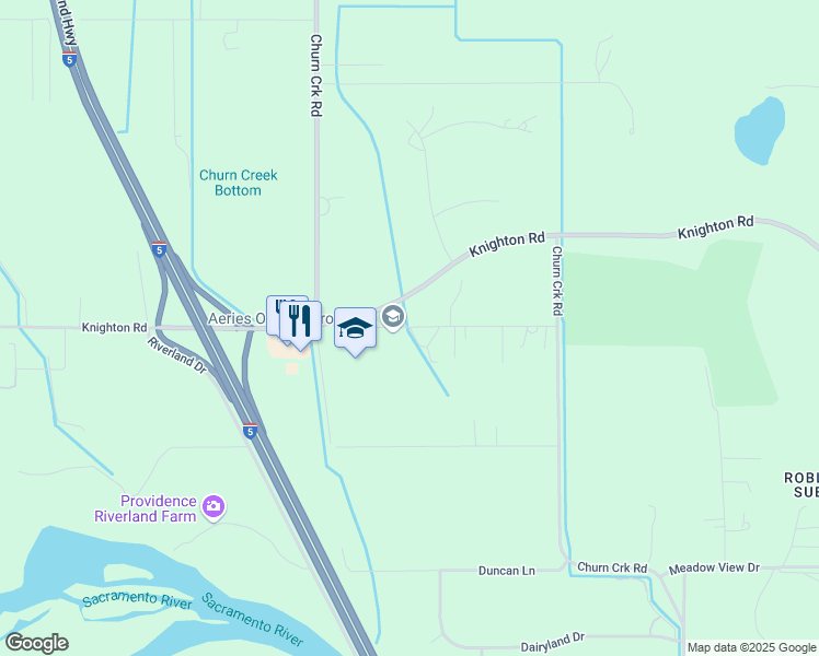 map of restaurants, bars, coffee shops, grocery stores, and more near 7430 Pacheco School Road in Redding