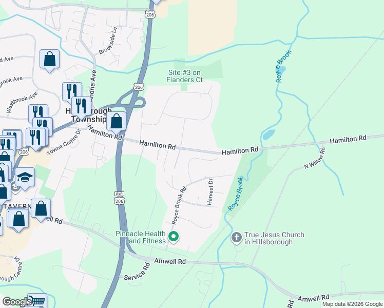 map of restaurants, bars, coffee shops, grocery stores, and more near 53 Cheryl Road in Somerset County
