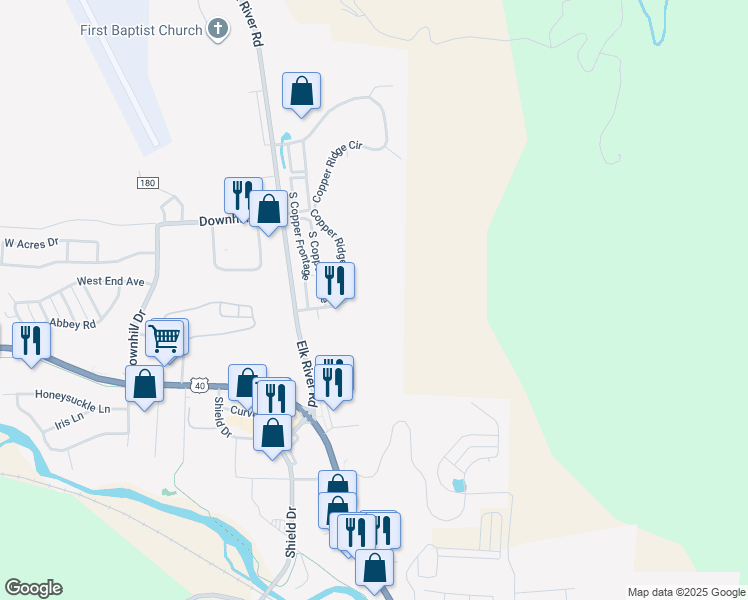 map of restaurants, bars, coffee shops, grocery stores, and more near 2530 Copper Ridge Drive in Steamboat Springs