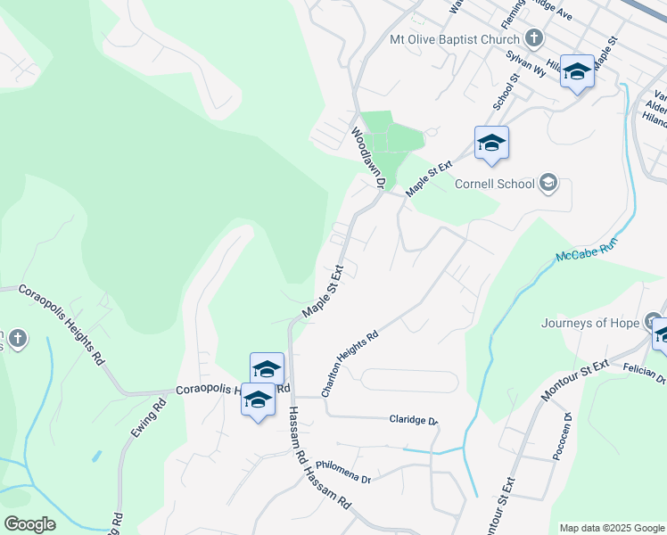map of restaurants, bars, coffee shops, grocery stores, and more near 1200 Maple Street Extension in Allegheny County