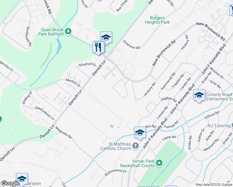 map of restaurants, bars, coffee shops, grocery stores, and more near 59 Bayberry Drive in Franklin Township